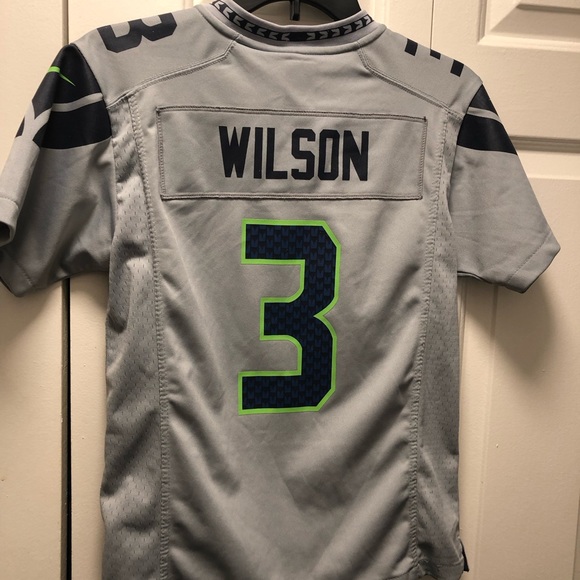 Nike On Field NFL Seattle Seahawks #3 Wilson Youth Boy's Gray Football Jersey - Picture 11 of 15